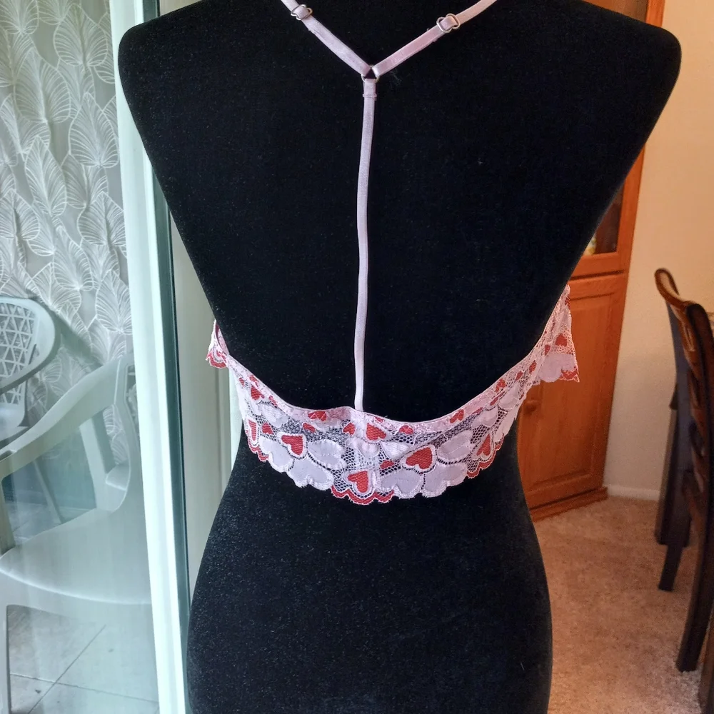 Dreamgirl 2-PC Love Chemise & Hearts Pattern Bralette Set